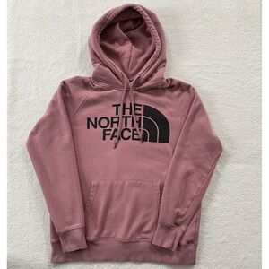 The North Face Womens Small Hoodie Mauve‎ Pink Big Logo Pullover Sweatshirt